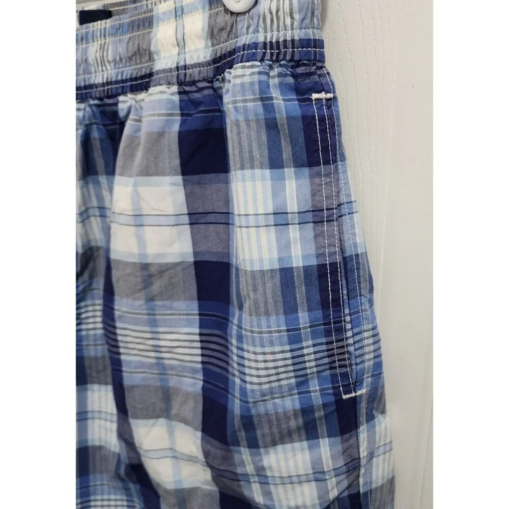 Polo Ralph Lauren Blue Plaid Drawstring Swim Shorts Trunks Size M‎ Yellow Pony